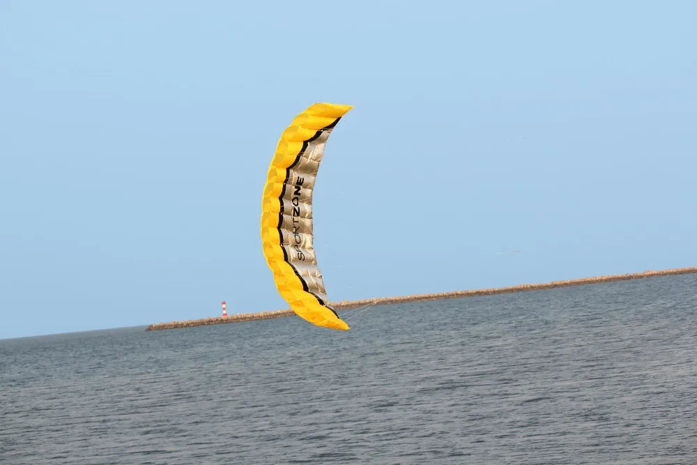 NEW High Quality  2.5m Yellow Dual Line Parafoil Kite  WithFlying Tools Power Braid Sailing Kitesurf Rainbow Sports Beach