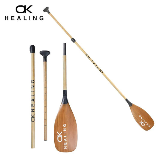 New 3 Pieces SUP Paddle Kayak Boat Stand Up Paddle Board Kayak Boat Paddle For Surfing Surfboard Bamboo Skin Carbon Fiber Shaft