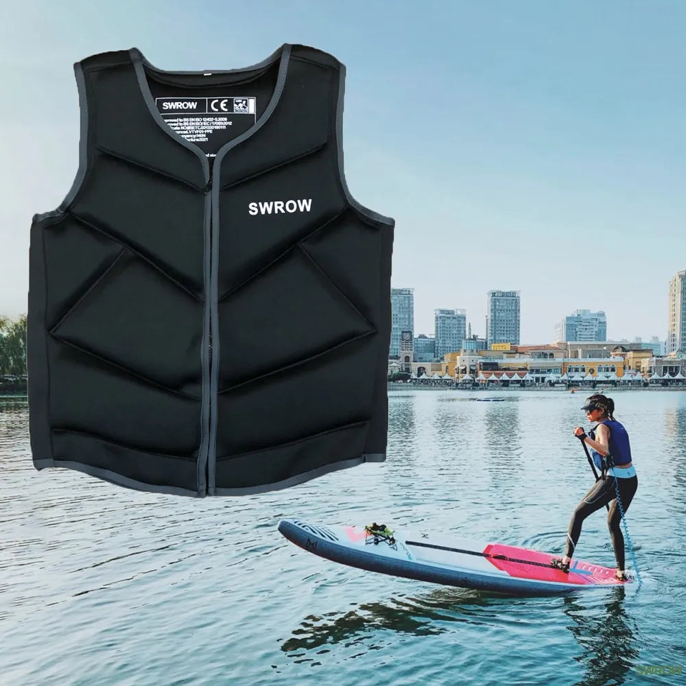 SWROW Life Jacket Fishing Vest Water Sports Kayaking Swimming Surf Drifting Adult Life Jacket Neoprene Safety Vest Rescue Boats