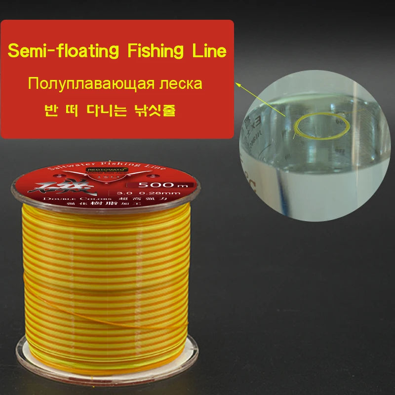 500m linha de pesca semi-flutuante monofilamento cor dupla rocha linha de pesca resistência jack mar pólo acessórios de pesca ferramentas