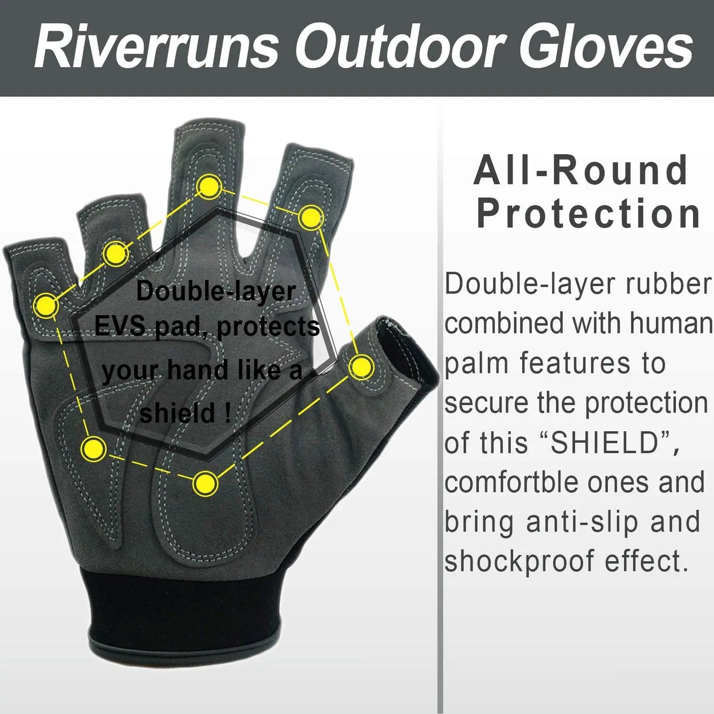 F Aventik Anti Slip Shock Breathable Fingerless Fishing Gloves Sun Protection Outdoor Fishing Sailing Cycling and Hiking gloves