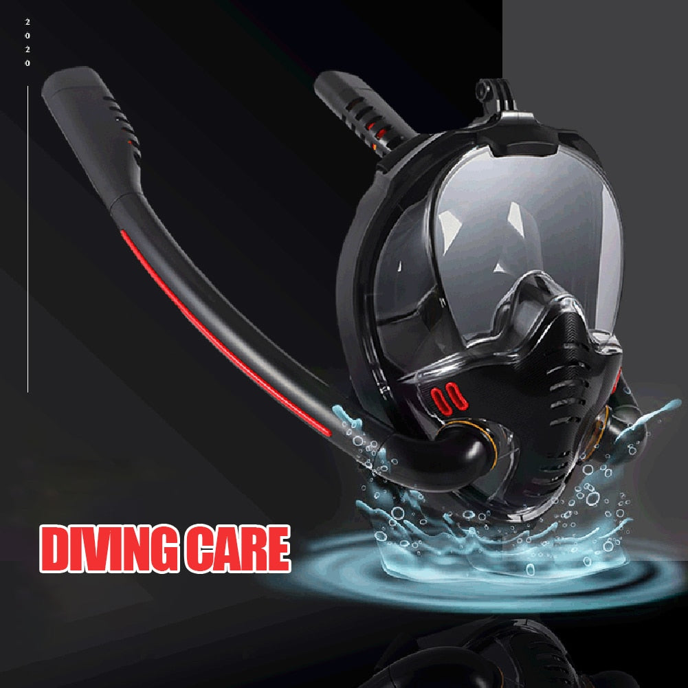 Full Face Scuba Diving Mask Swimming Mask Double Breathing Tube Snorkeling Scuba Diving Face Goggles Mask For Adult Youth