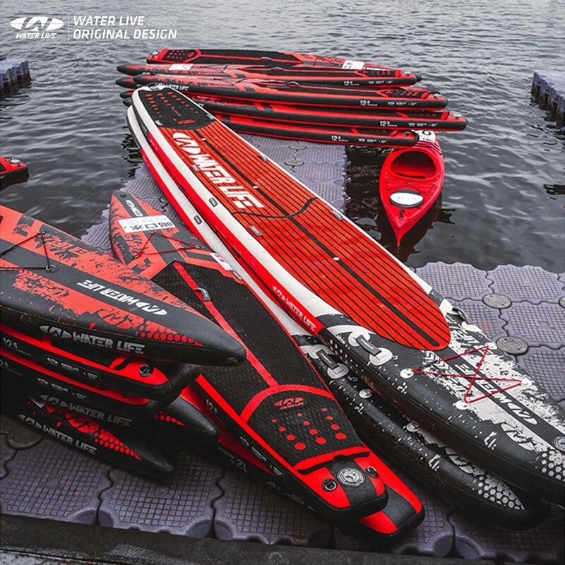 Waterlive dragon board equipe de corrida sup prancha de surf em pé estilo 4 pessoas 22 x x 34 "x 6" engrossado placa aquática inflável de 2 camadas
