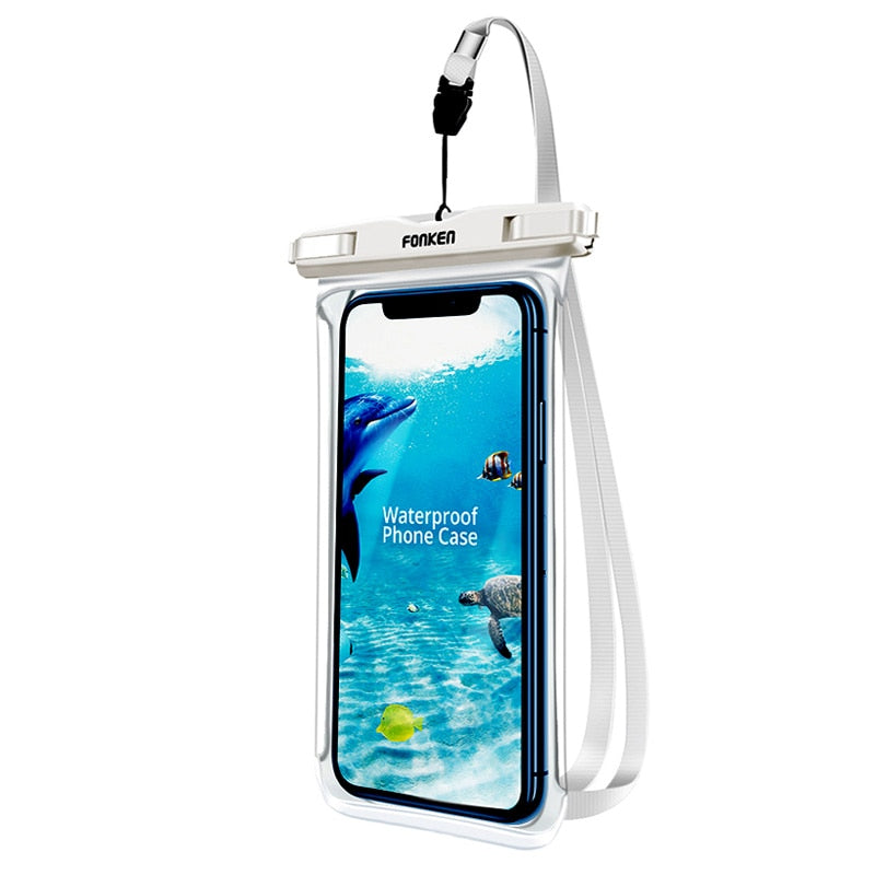 Fonken capa de telefone à prova d'água, para iphone, samsung, xiaomi, bolsa seca para natação, subaquática, bolsa à prova d'água para celular