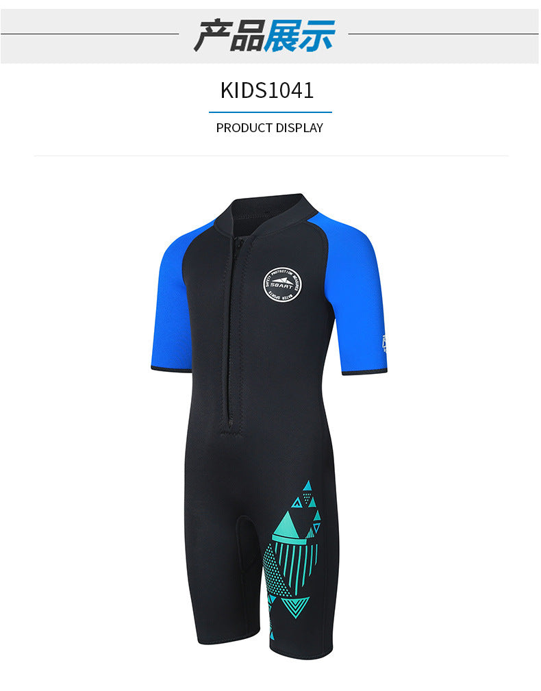 Children Wetsuit 2mm One-Piece Swimsuits Girls Boys Swimwears Underwater Fishing Spearfishing Bathing Diving Kitesurf Surf Suit