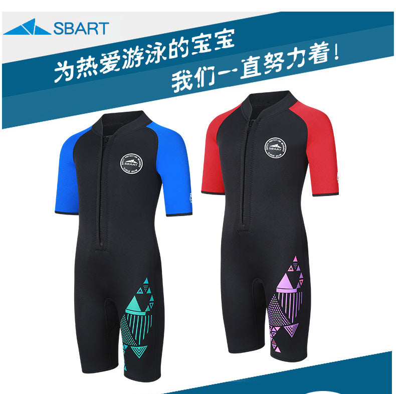 Children Wetsuit 2mm One-Piece Swimsuits Girls Boys Swimwears Underwater Fishing Spearfishing Bathing Diving Kitesurf Surf Suit