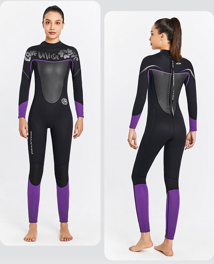 3MM Neoprene One-Piece Thick Warm Wetsuit Men Women Long Sleeved Cold-Proof Surfing Suit Snorkeling Swimming Jellyfish Suit