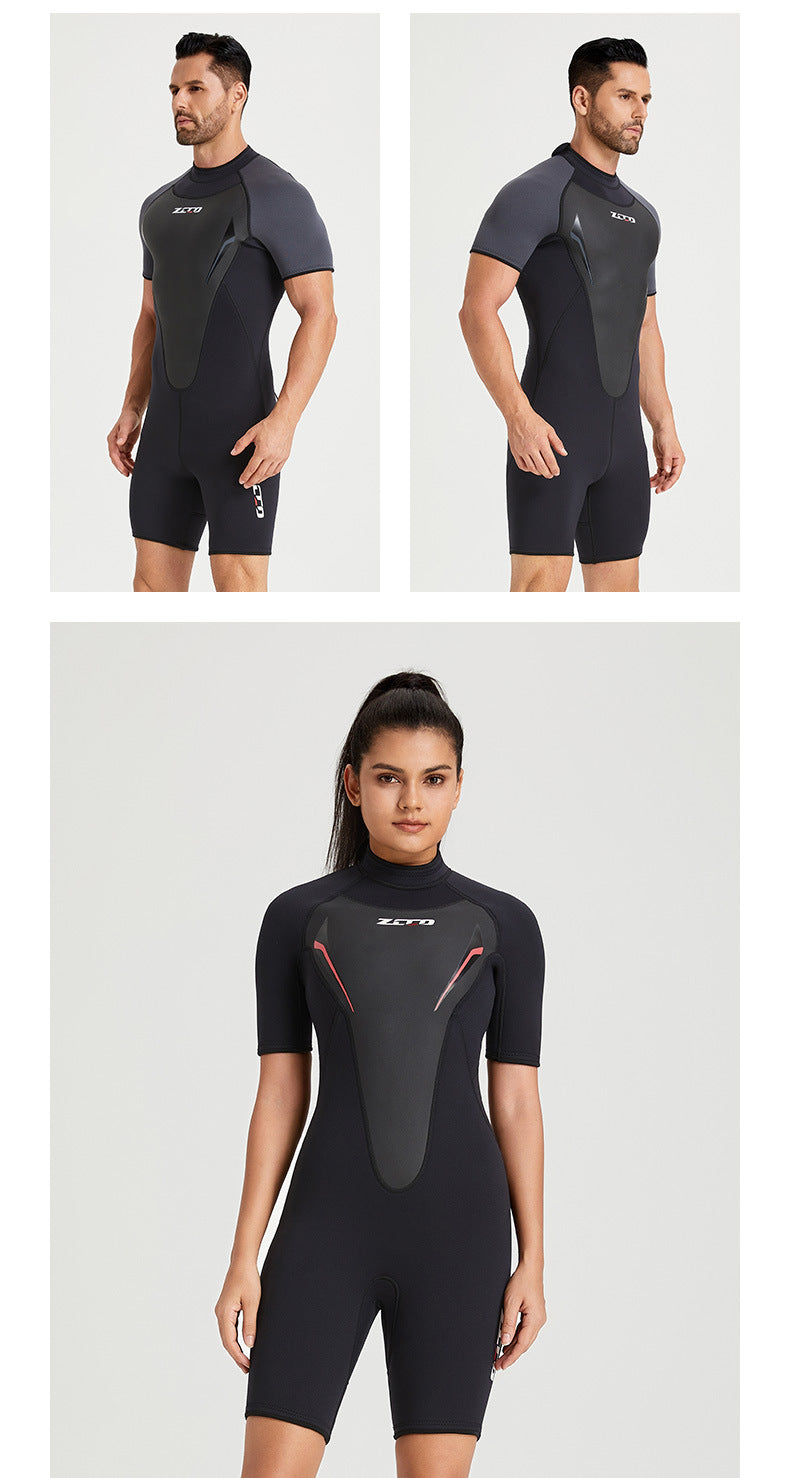 New Wetsuit Neoprene Men Women Surf Suit 3mm Short Sleeve Rash Guards Kitesurf Scuba Diving Suit One-Piece Swimwear Wet Suit