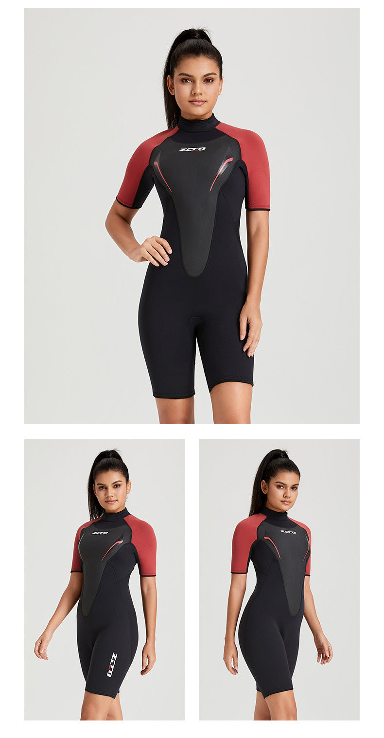 New Wetsuit Neoprene Men Women Surf Suit 3mm Short Sleeve Rash Guards Kitesurf Scuba Diving Suit One-Piece Swimwear Wet Suit