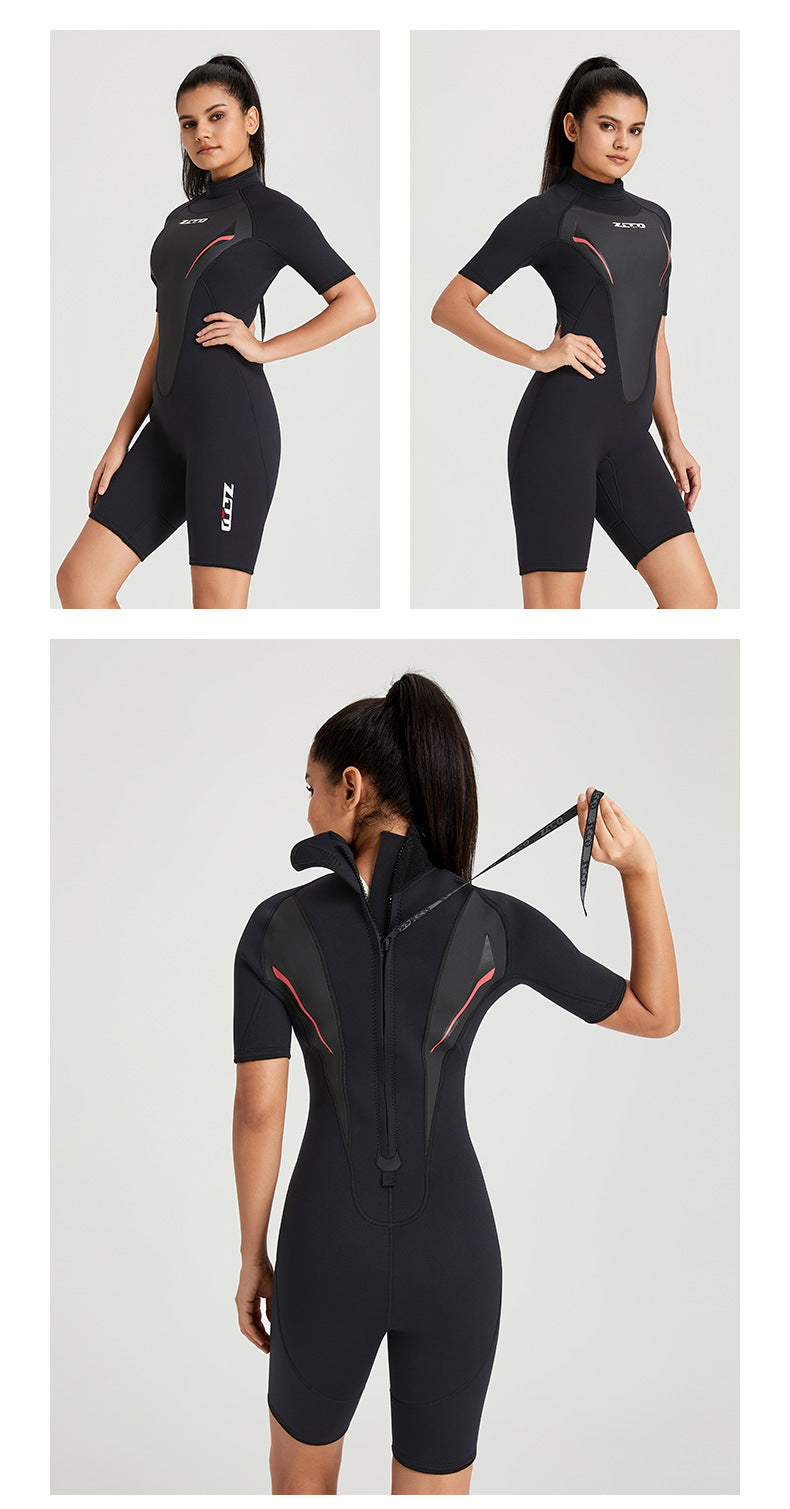 New Wetsuit Neoprene Men Women Surf Suit 3mm Short Sleeve Rash Guards Kitesurf Scuba Diving Suit One-Piece Swimwear Wet Suit