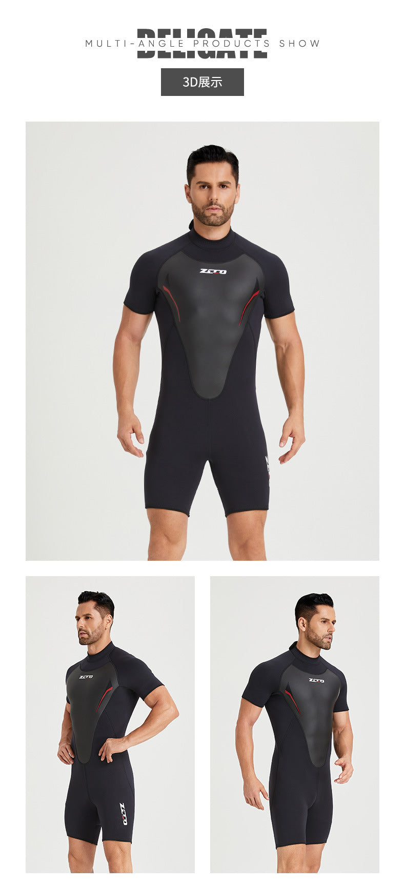 New Wetsuit Neoprene Men Women Surf Suit 3mm Short Sleeve Rash Guards Kitesurf Scuba Diving Suit One-Piece Swimwear Wet Suit
