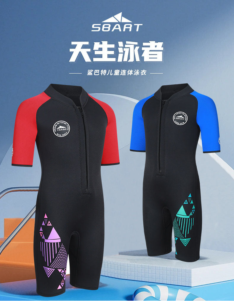 Children Wetsuit 2mm One-Piece Swimsuits Girls Boys Swimwears Underwater Fishing Spearfishing Bathing Diving Kitesurf Surf Suit