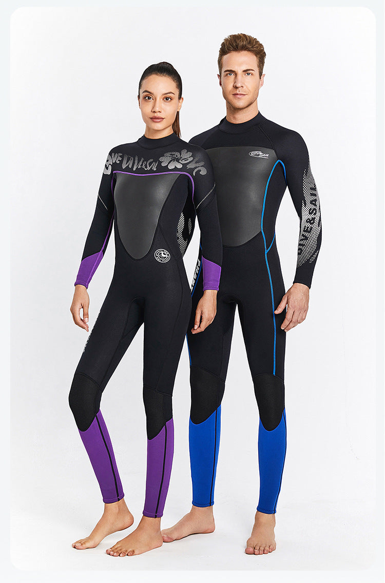 3MM Neoprene One-Piece Thick Warm Wetsuit Men Women Long Sleeved Cold-Proof Surfing Suit Snorkeling Swimming Jellyfish Suit