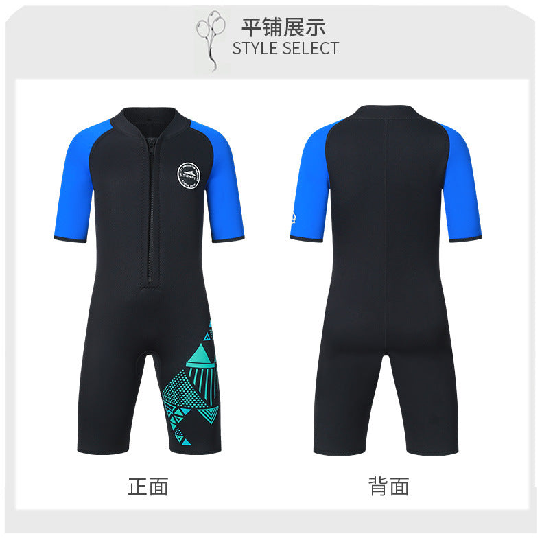 Children Wetsuit 2mm One-Piece Swimsuits Girls Boys Swimwears Underwater Fishing Spearfishing Bathing Diving Kitesurf Surf Suit