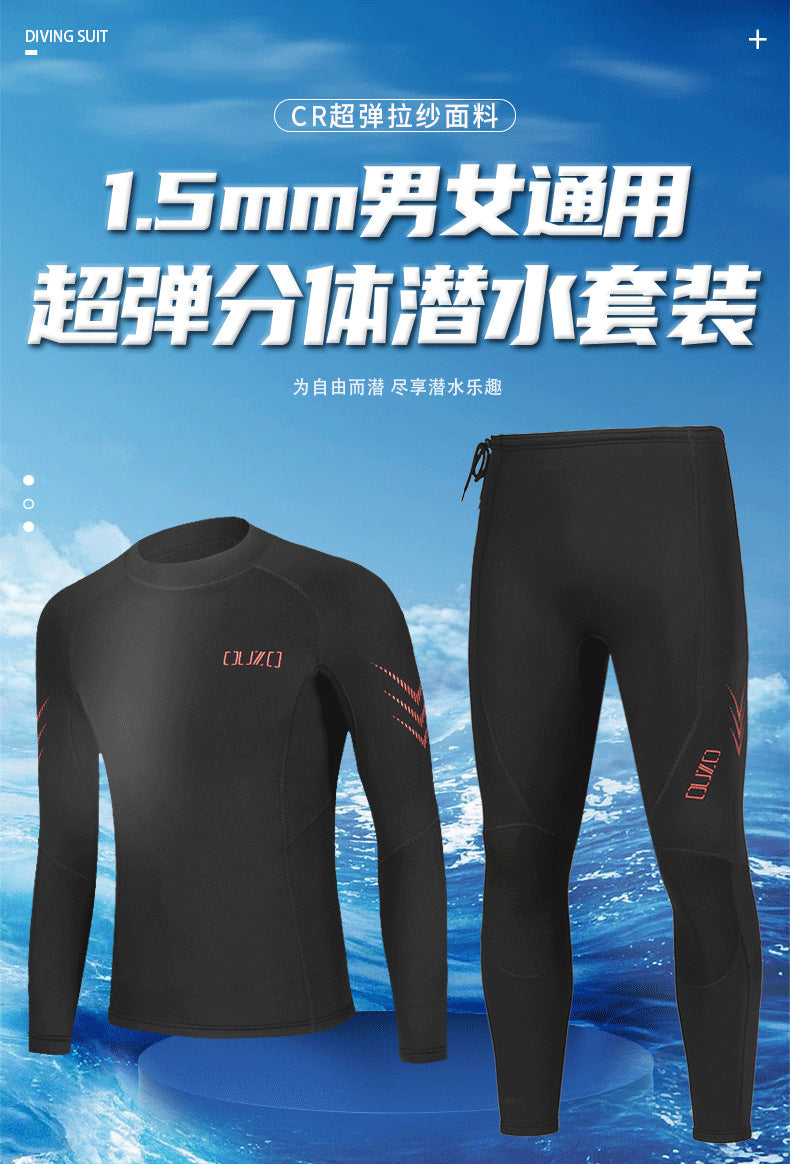 Winter 1.5MM Men Wetsuit Neoprene Underwater Kitesurf Surf Surfing Spearfishing Jacket Pants Clothes Wet Suit