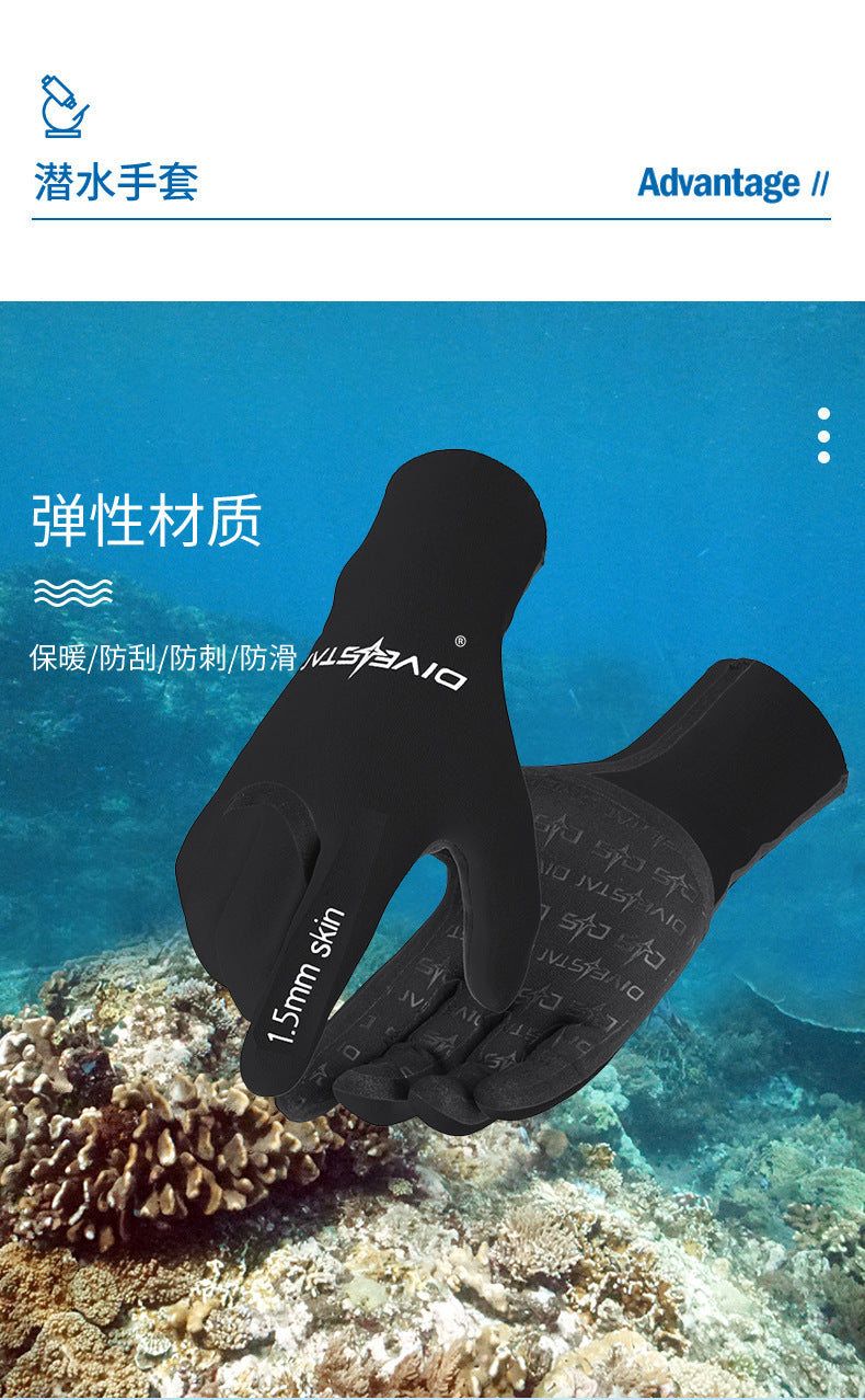 1.5mm Neoprene Diving Gloves Cut Resistant Keep Warm for Snorkeling Paddling Surfing Kayaking Canoeing Spearfishing Water Sports