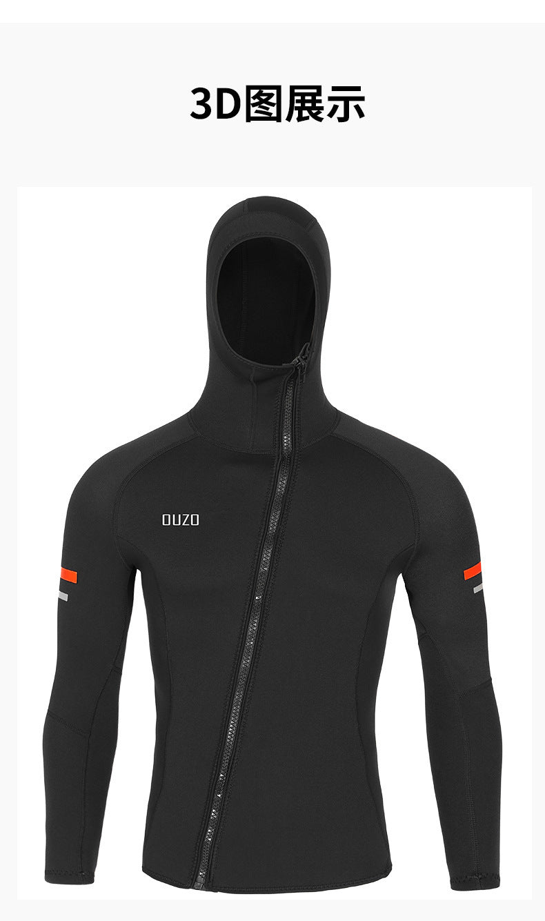 1.5MM Neoprene Wetsuit Top Men Surf Scuba Diving Jacket Underwater Fishing Kitesurf Clothing Wet Suit Diving Top for Water Sport