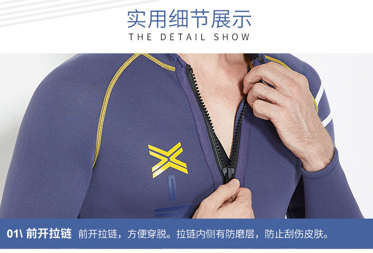 3MM Wetsuit Neoprene Men Underwater Kitesurf Surf Surfing Spearfishing Jacket Front Zip Wetsuit Scuba Diving Snorkeling