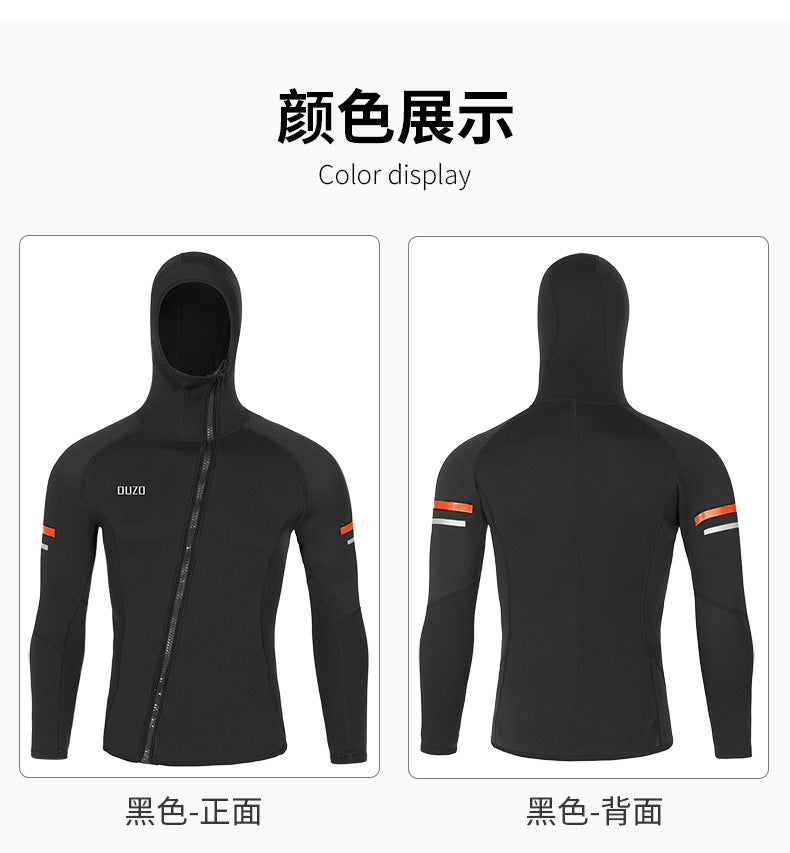1.5MM Neoprene Wetsuit Top Men Surf Scuba Diving Jacket Underwater Fishing Kitesurf Clothing Wet Suit Diving Top for Water Sport