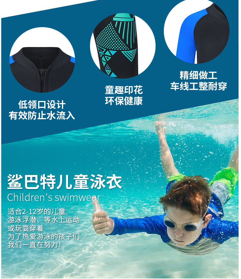Children Wetsuit 2mm One-Piece Swimsuits Girls Boys Swimwears Underwater Fishing Spearfishing Bathing Diving Kitesurf Surf Suit
