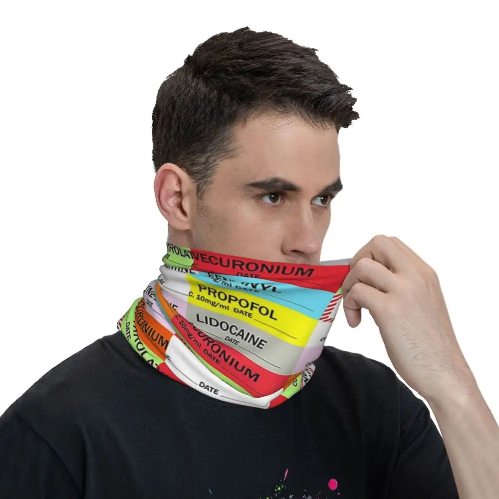 Anesthesia Medication Bandana Neck Cover Printed Mask Scarf Multi-use Balaclava Outdoor Sports Unisex Adult Winter