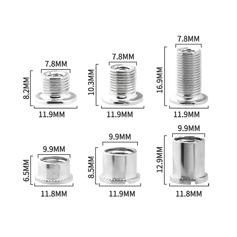 Muqzi 4/5 par de parafusos para coroa de bicicleta, placa monoplaca ou placa dupla ou três peças de manivela para ciclismo, acessórios de pedaleira