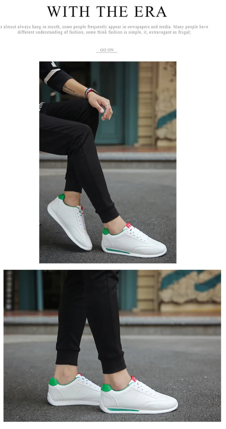 New PU Leather Sneakers Men Comforthable Vulcanized Shoes 2024 Trend Boys Sport Sneakers Mens Casual Shoes Fashion School Tennis