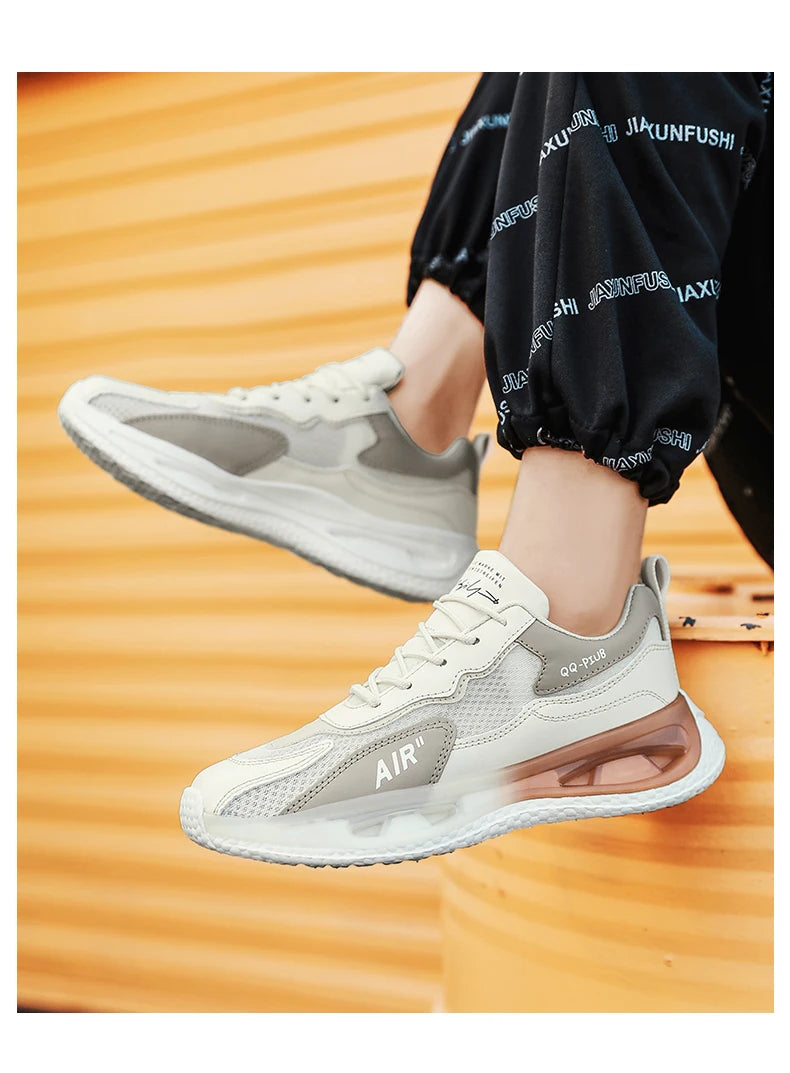 Leather Men's Shoes Fashion Korean Version Trendy Casual Breathable Cushioning Sports Vulcanized Men Shoes