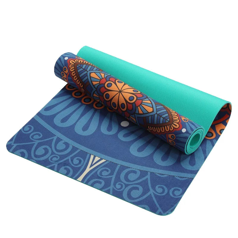 5.5 MM Lotus Pattern Suede TPE Yoga Mat Pad Non-slip Slimming Exercise Fitness Gymnastics Mat Body Building Esterilla Pilates