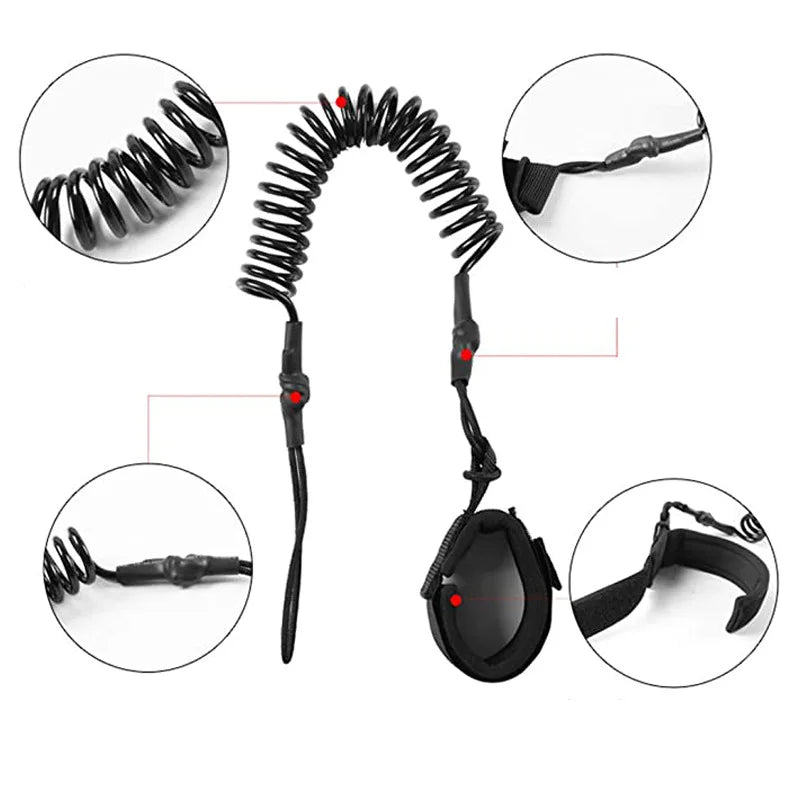 Surf Sup 10 Feet Ankle Leash Surfing Elastic Coiled Stand UP Paddle Board Leg Rope Surfboard Ankle Leash