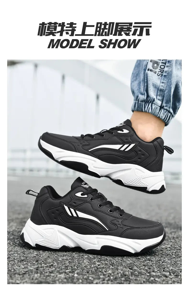 SYTK PU Leather Sneakers Men Casual Shoes Sports Boys Pure Black Plus Big Size 47 48 Tenis Masculino Shoes