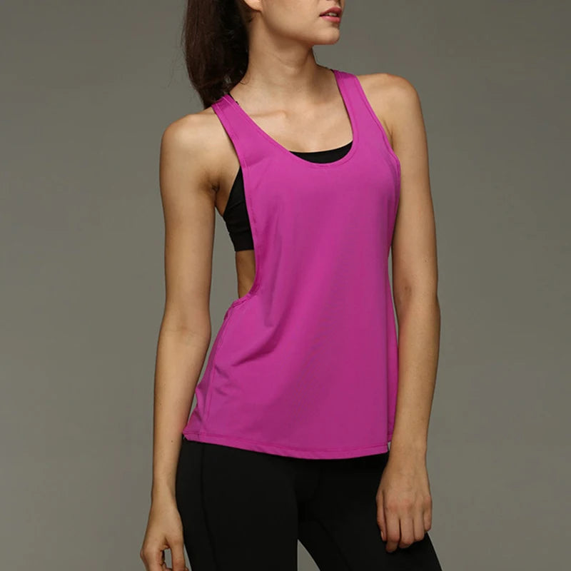 Women Sleeveless Racerback Yoga Shirts Sport Singlet Athletic Fitness Sport Tank Tops Workout Gym Running Training Pilates Vest