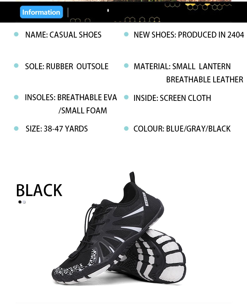 Men's Water Shoes Rubber Soles Nonslip Breathable Fast Drying Shoes Leisure Climbing Beach Swimming Shoes 2024 New