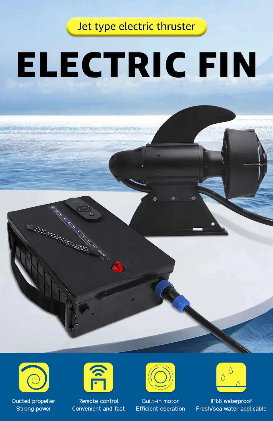 Electric Motor With  Battery Case Fishing Electric Fin Stand Up Paddle Board Push Motor E Fin SUP Surf Kayak POWER FIN