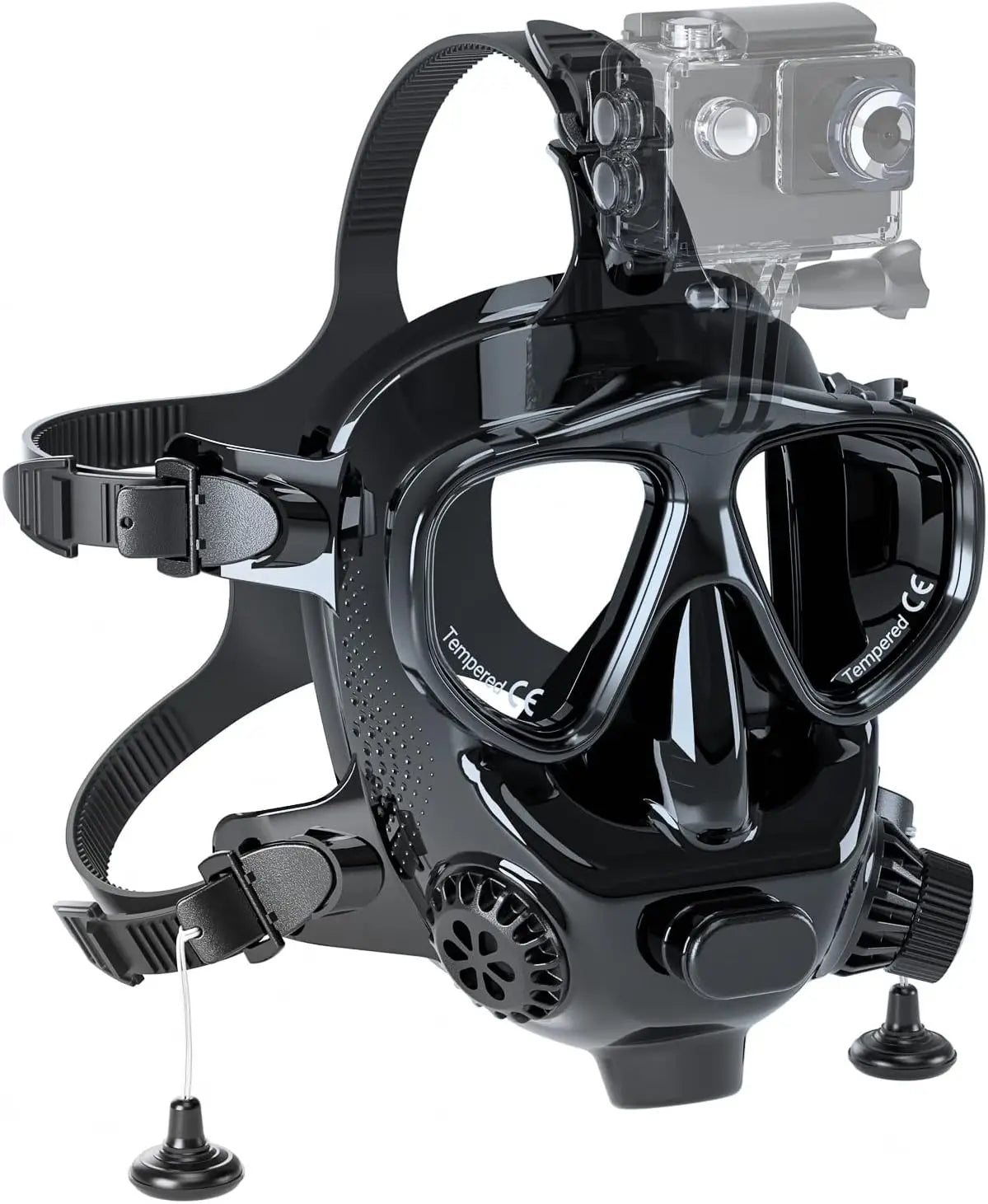 SMACO Full Face Diving Mask with Camera Mount, Full Face Snorkel Mask for Adults Compatible with Above 1L Scuba Diving Tank,