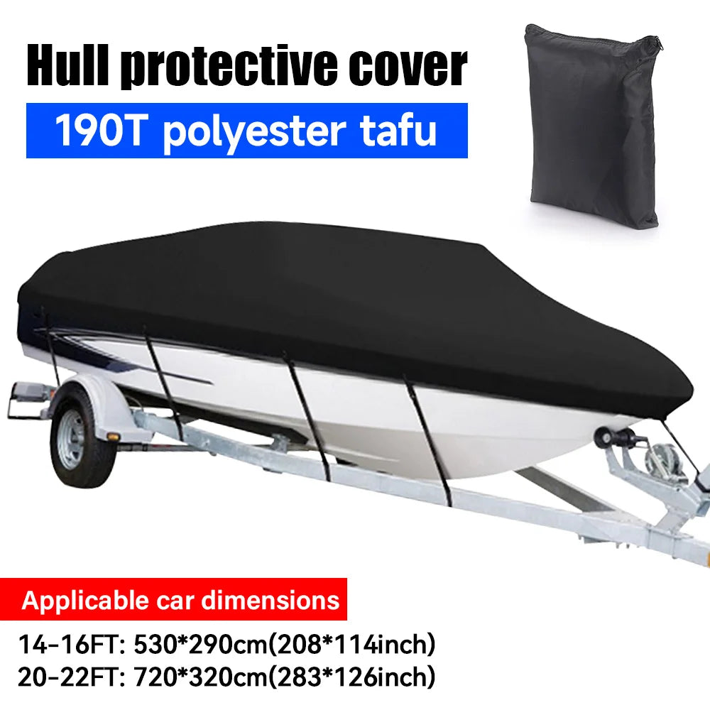 Boat Cover 190T 14-22FT Yacht Boat Cover Anti-UV Waterproof Dustproof Outdoor Protection Heavy Duty Marine Speedboat Cover