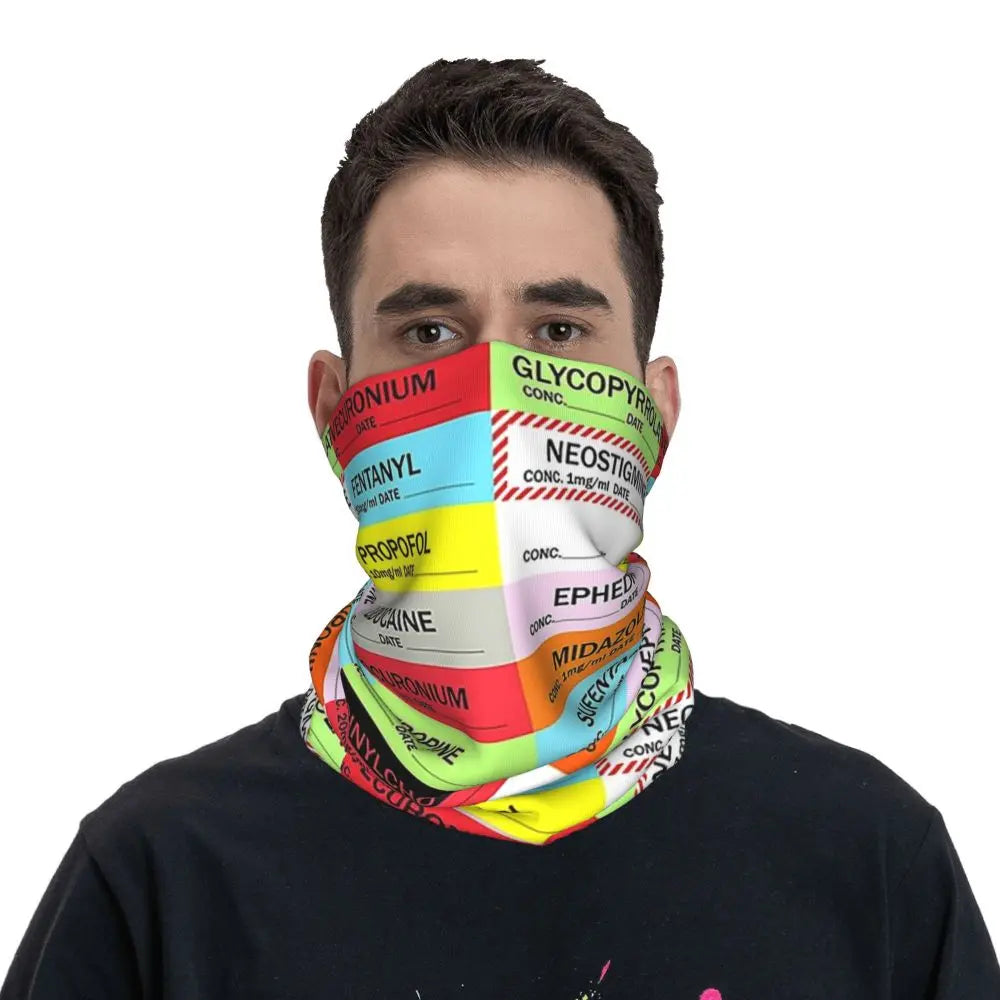 Anesthesia Medication Bandana Neck Cover Printed Mask Scarf Multi-use Balaclava Outdoor Sports Unisex Adult Winter