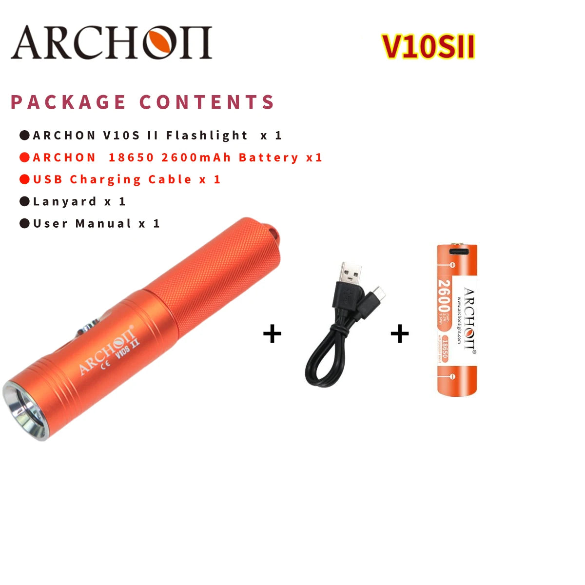 ARCHON V10S II 1200LM LED Diving Flashlight Lanter Diving Flashlight Underwater Diving Flashlight