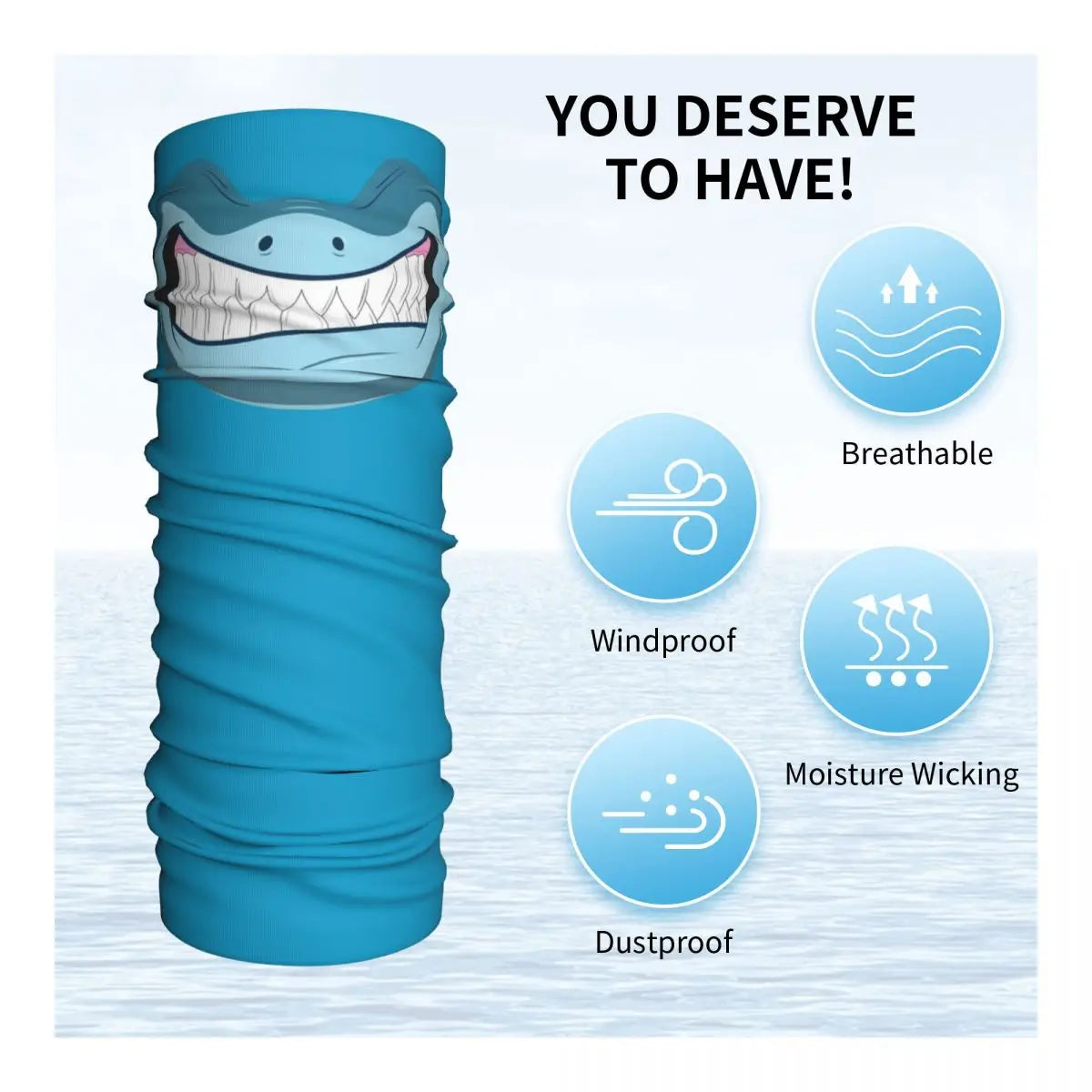 Shark Face Mask Bandana Neck Cover Printed Wrap Scarf Multi-use Cycling Scarf Outdoor Sports For Men Women Adult Washable