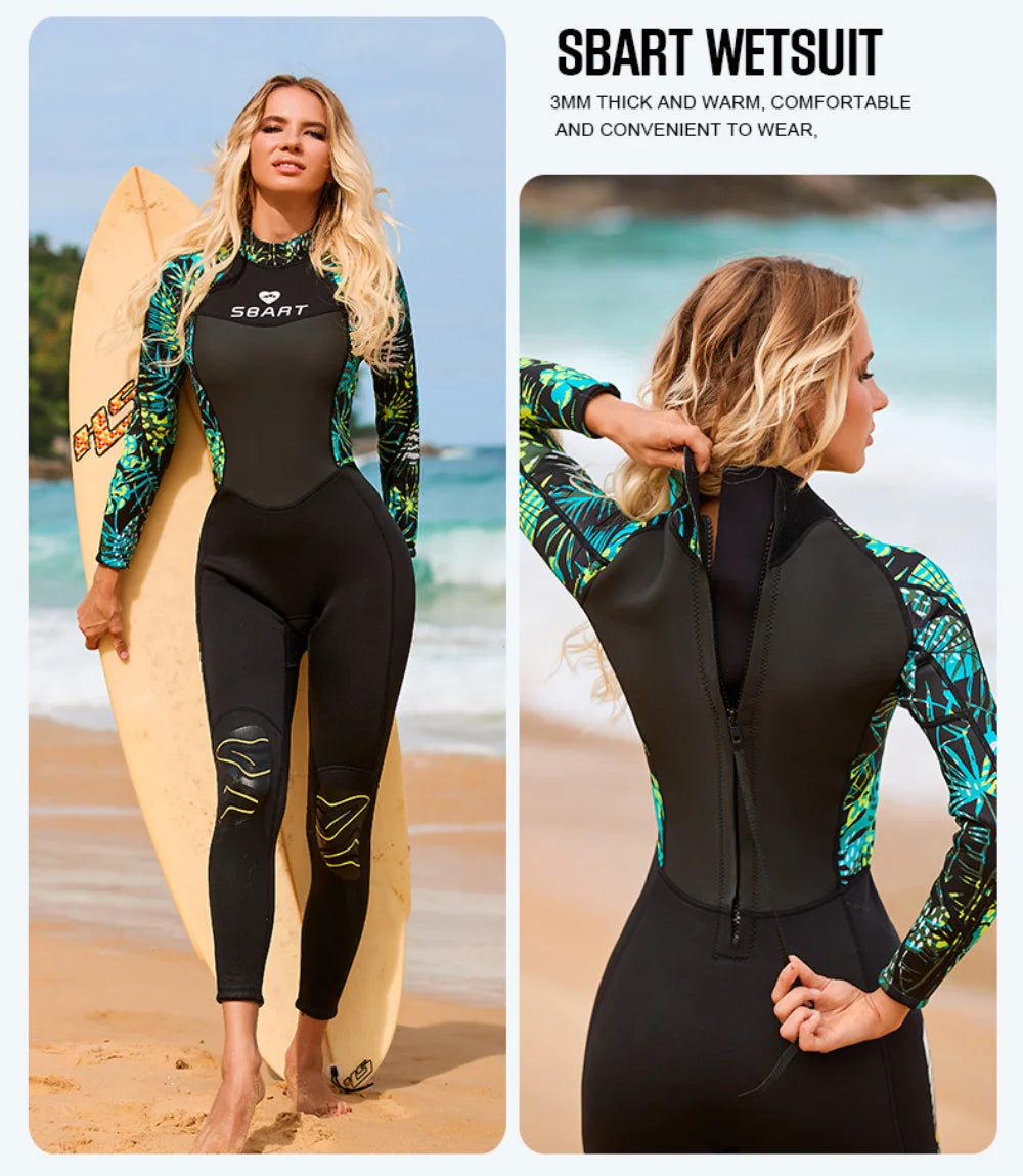 Neoprene Women's Surf Suit Wetsuit 3mm Diving Suit Kayak Kitesurf Swimsuit Winter Swimwear Female Rash Guards Roupa De Mergulho