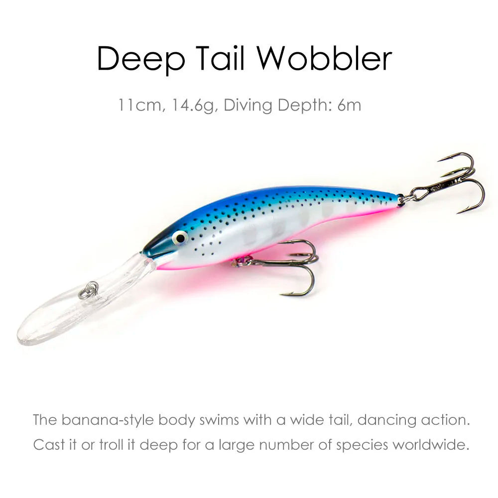 90mm 14.6g Countbass Deep Tail Wobbler La Peche Au Leurre Floating Diving Depth 6M Crankbait Chatterbait Fishing Lures Hard bait