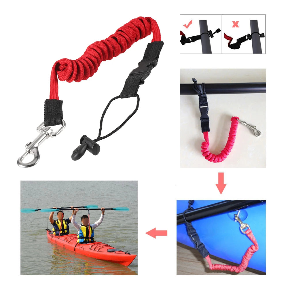 Elastic Kayak Canoe Paddle Leash Surfboard Surfing Rope Safety Leash Rowing Boats Lanyard Fishing Rod Kayak Accessories