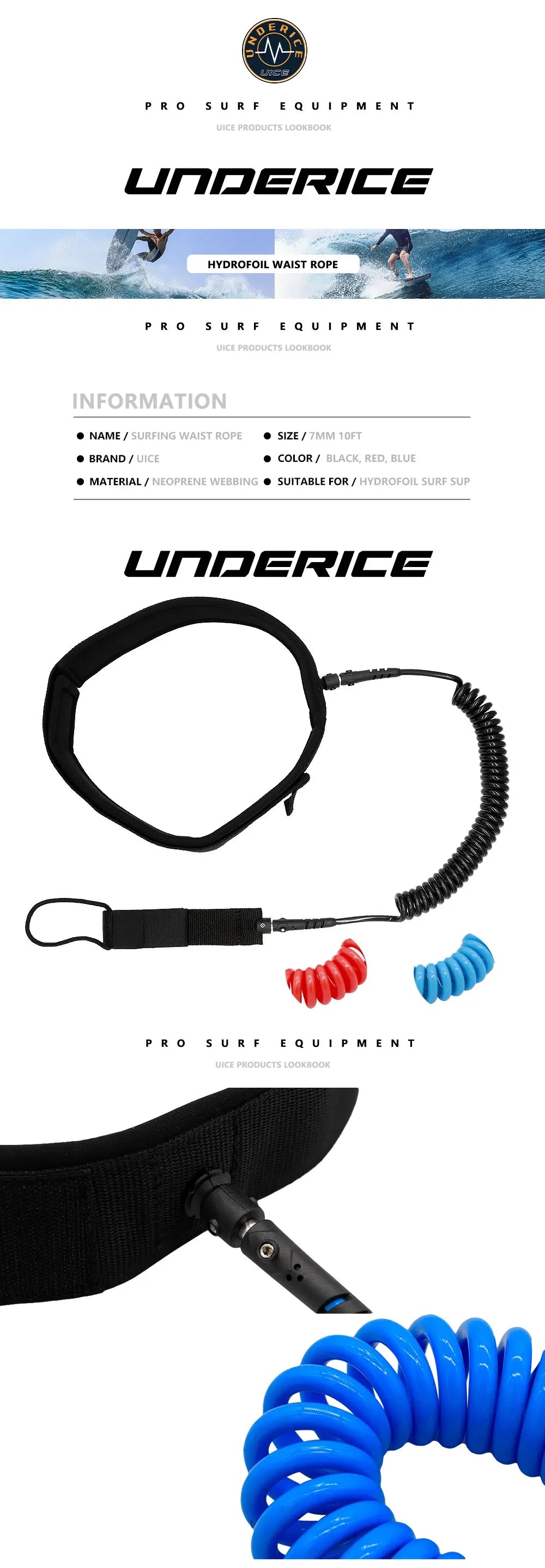 SUP Board Electric Surf Board Hydrofoil Surfboard Waist Rope Surf Leash 10FT For Water Sports Hydrofoil Surf Board Waist Rope