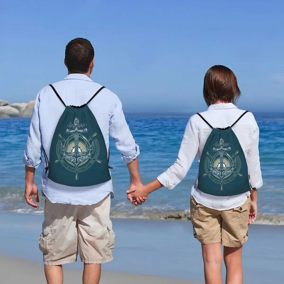 Custom Retro Vintage Nautical Anchor Drawstring Bags Men Women Foldable Gym Sports Sackpack Sailor Training Storage Backpacks