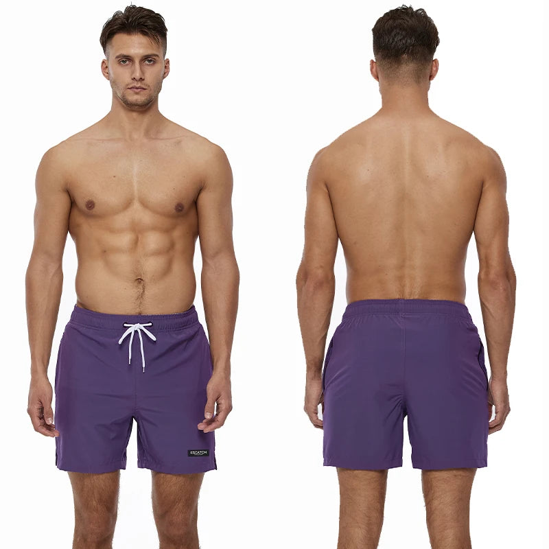 Escatch 2025 Hot Sale Swimming Shorts Men Quick Dry Solid Color Pocket Shorts Para Hombre Gym Breathable Mesh Liner Sportswear 