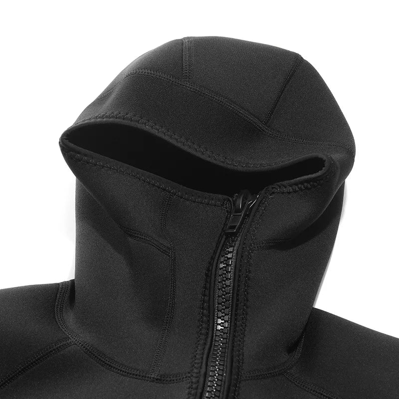Men's 1.5mm Neoprene Hooded Diving Top Long Sleeves Wetsuit Jacket Split Sun Protection Anti-jellyfish Surfing Swimming Swimsuit