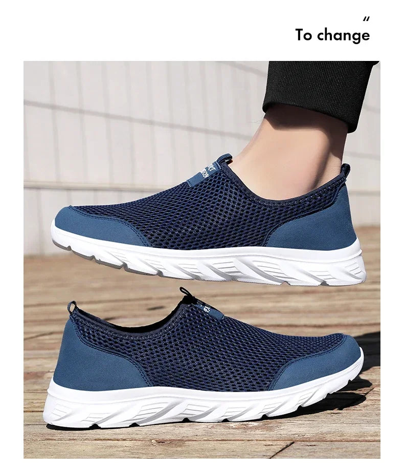 YRZL Sneakers Men Summer Casual Shoes Men Mesh Breathable Outdoor Non Slip Sports Shoes Slip on Loafers for Men Pius Size 38-46