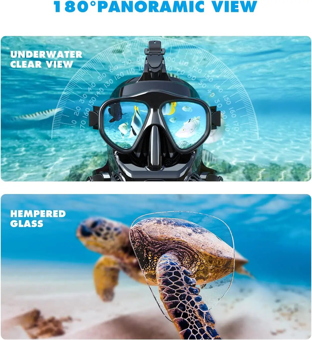 SMACO Full Face Diving Mask with Camera Mount, Full Face Snorkel Mask for Adults Compatible with Above 1L Scuba Diving Tank,