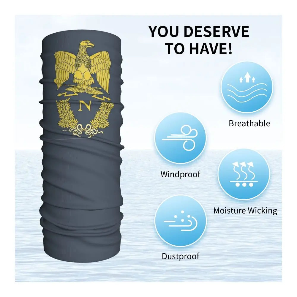 Napoleon Bonaparte Emlem Bandana Neck Cover Printed Wrap Scarf Warm Headband Outdoor Sports For Men Women Adult Winter