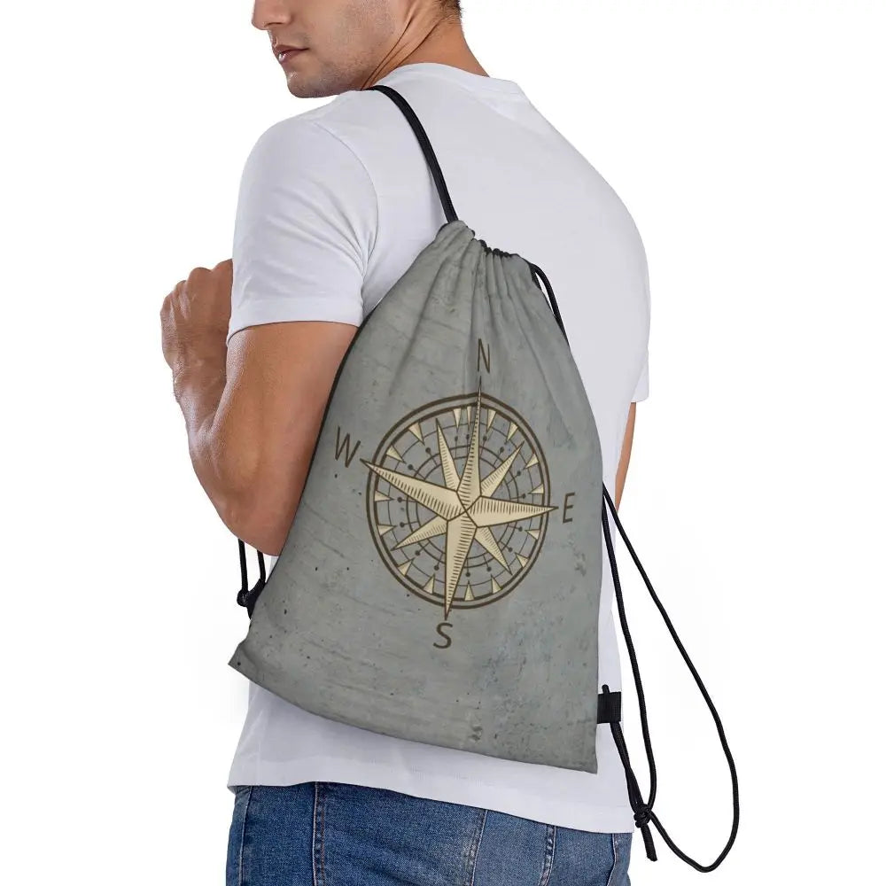 Custom Retro Vintage Nautical Anchor Drawstring Bags Men Women Foldable Gym Sports Sackpack Sailor Training Storage Backpacks